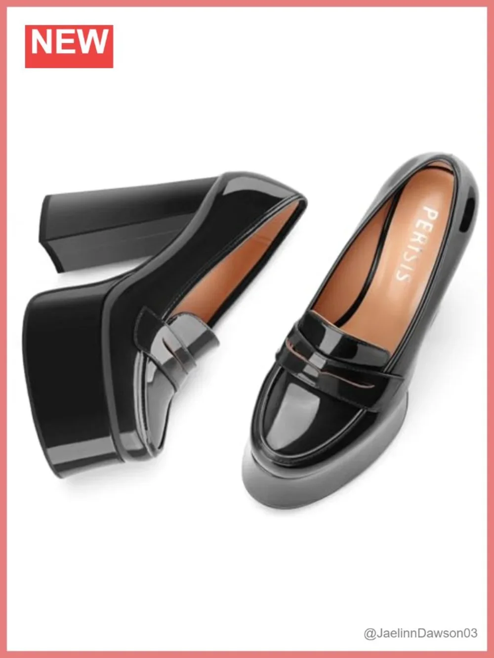 Perisis Women's Chunky Platform Loafers, Block Heel Slip-On Pumps, Faux Leather